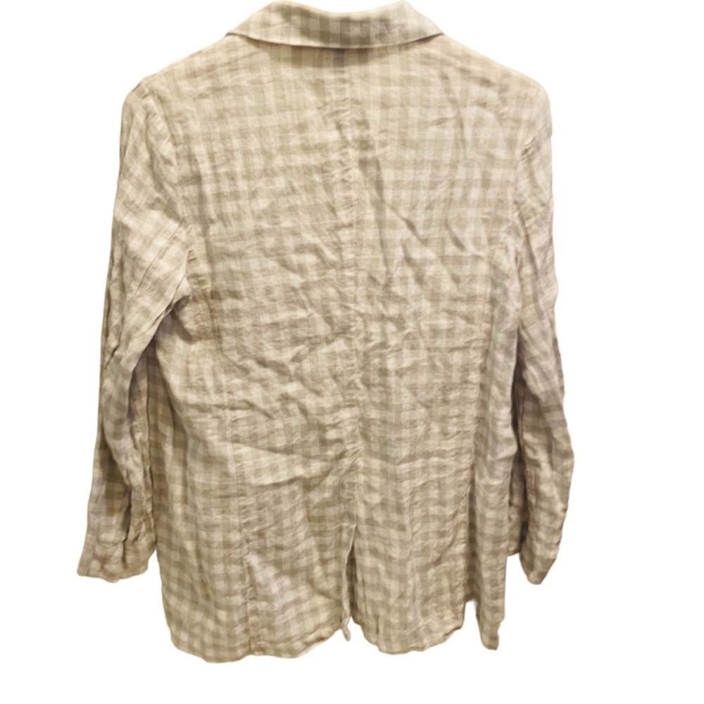 ⭐️ CYNTHIA ROWLEY Gray Checked Linen Blazer Jacket - Picture 2 of 7